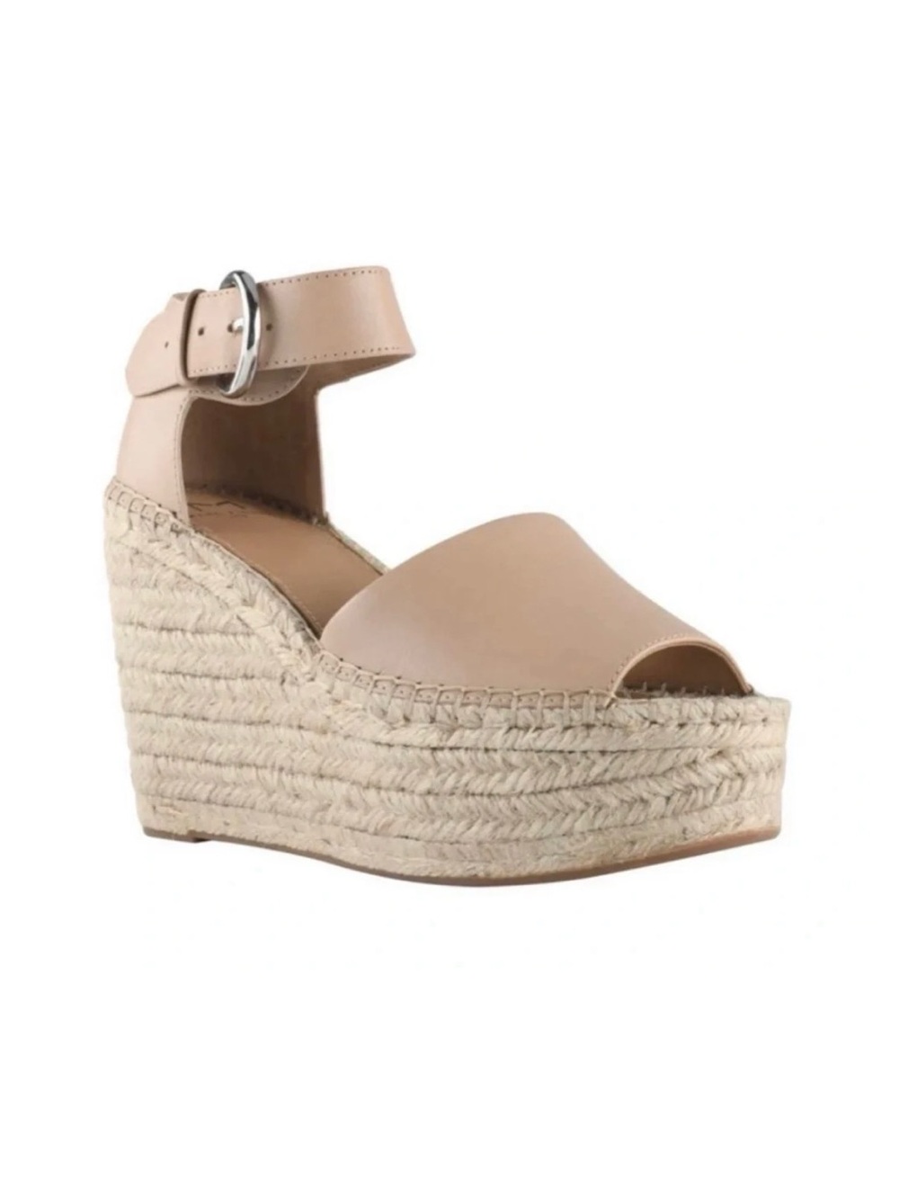 Marc Fisher Beige Espadrille Platform Wedge Sandals with Ankle Strap